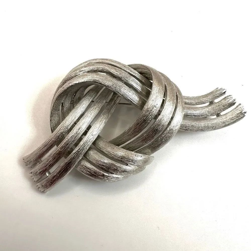 Vintage modernist silver tone knotted birch